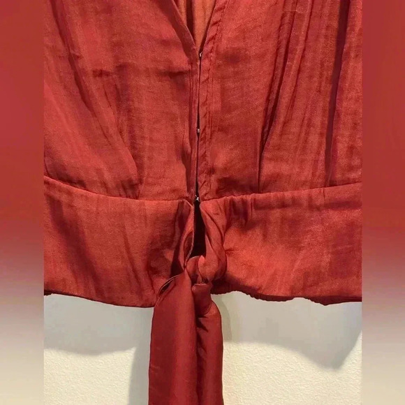Free People Say it Ain’t So Blouse, Red, Long Sleeve, Cropped, V Neck, XS - Picture 5 of 16
